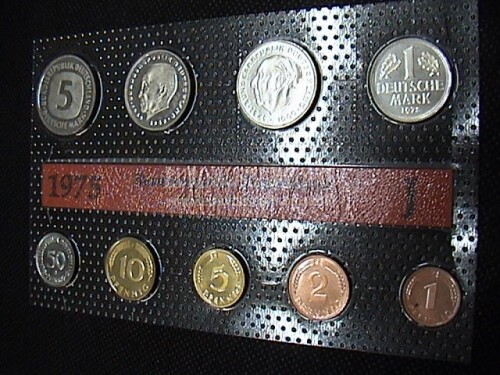 1975 Germania set ufficiale Marchi tedeschi 9 monete FDC zecca J