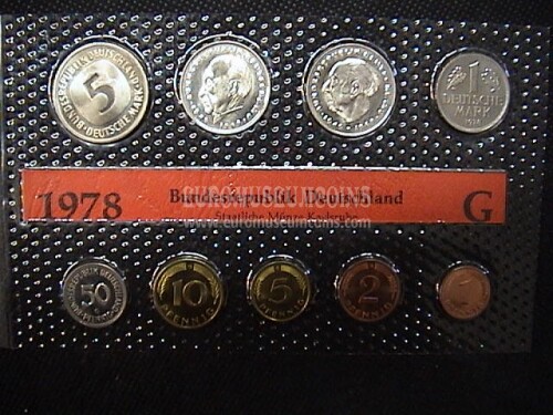 1978 Germania set ufficiale Marchi tedeschi 9 monete FDC zecca G
