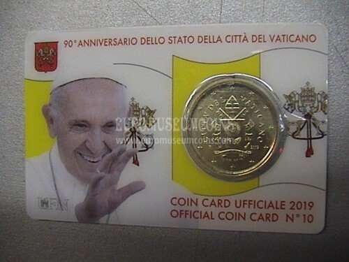 2019 Vaticano 50 centesimi di euro nuova effige in coincard n° 10