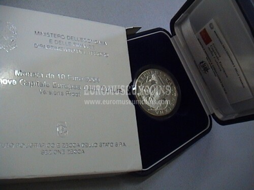 2004 Italia 10 Euro PROOF GENOVA CAPITALE CULTURA EUROPEA in argento con cofanetto  