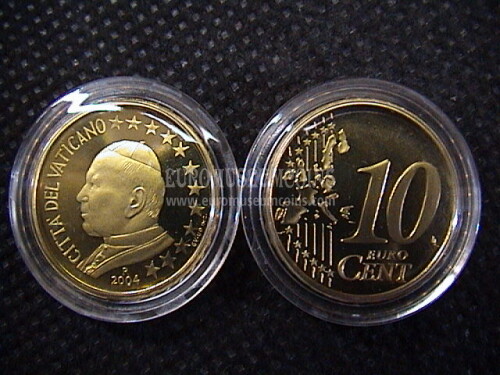 2004 Vaticano eurocent 10 proof da set ufficiale