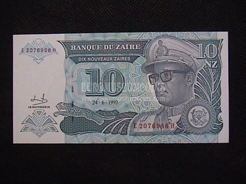 10 Zaires Banconota emessa dallo Zaire 1993