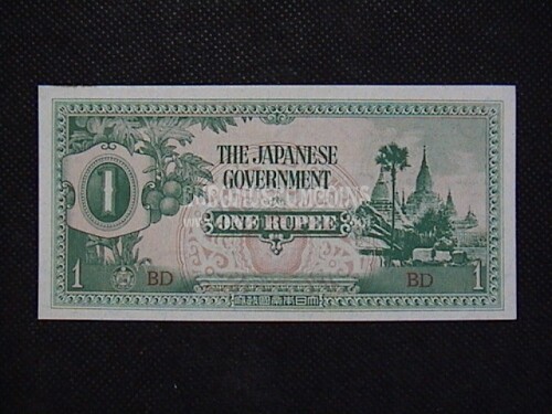 1 Rupie Banconota emessa dalla Birmania 1942 occupazione Giapponese