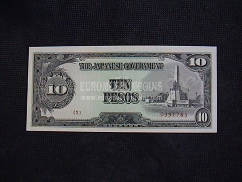 10 Pesos Banconota emessa dalle Filippine 1943 occupazione Giapponese