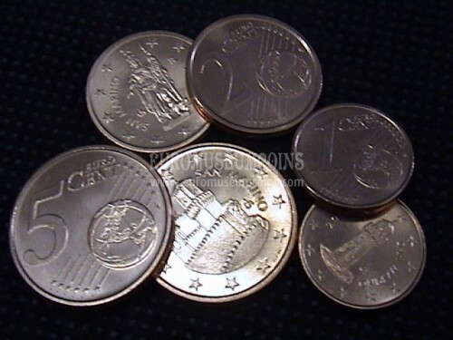 2003 tris 1 + 2 + 5 centesimi di euro San Marino