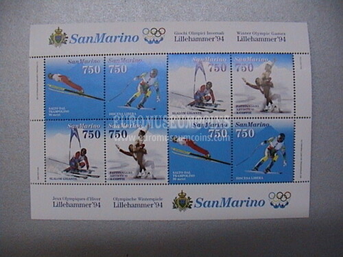 1994 foglietto BF 49 SAN MARINO Olimpiadi di Lillehammer