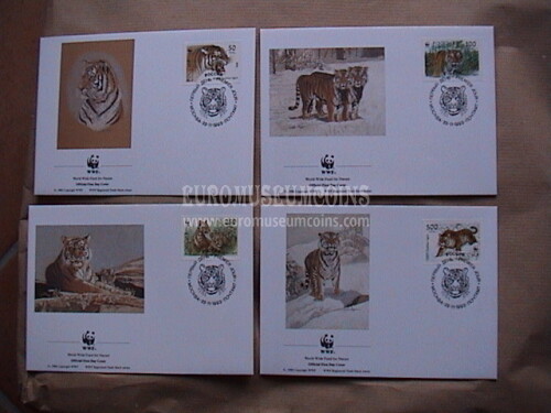 1993 Russia serie WWF tigre della siberia 4 Buste FDC