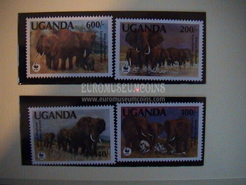 1991 Uganda serie WWF elefante africano 4 valori