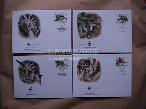 2005 Vietnam serie WWF civetta delle palme di Owston 4 Buste FDC