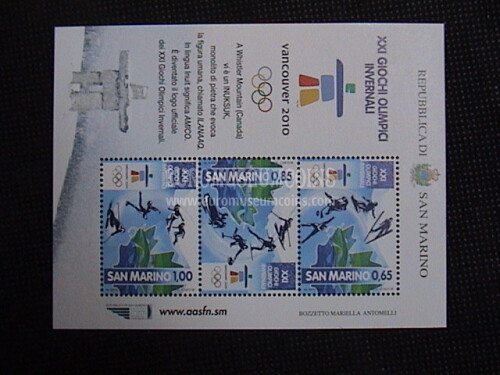 2010 foglietto BF105 San Marino Olimpiadi Vancouver