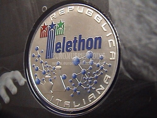 2020 Italia 5 Euro FDC Fondazione Telethon in argento
