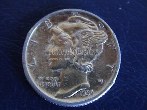 1936 Stati Uniti Mercury dime in argento