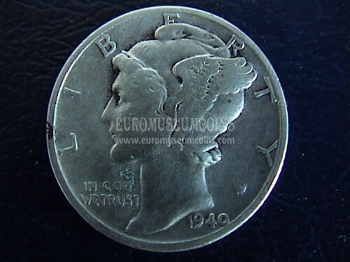 1940 Stati Uniti Mercury dime in argento