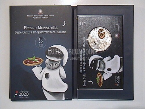 2020 Italia 5 Euro Pizza e Mozzarella Serie Cultura Enogastronomica Italiana
