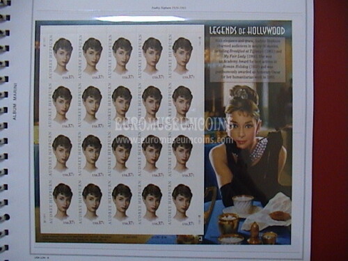 USA 2003 minifoglio Leggende di Hollywood Audrey Hepburn