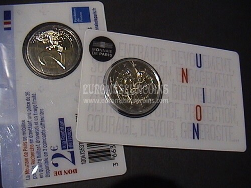 Francia 2020 Ricerca Medica Covid 19 2 Euro commemorativi in coincard UNION