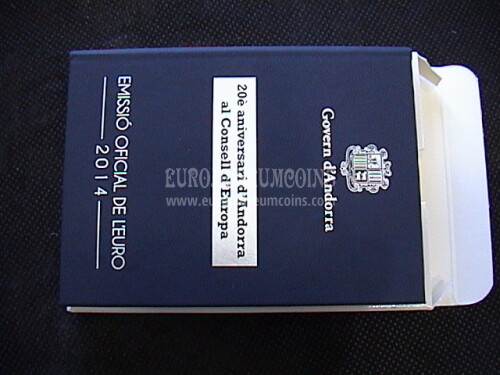 Andorra 2014 Ingresso Consiglio d' Europa 2 euro commemorativo Proof in astuccio originale ufficiale