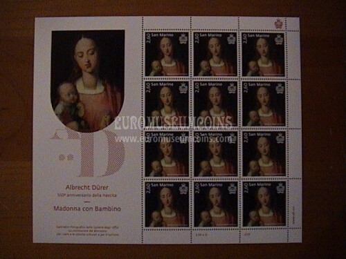 2021 San Marino 550° nascita Durer 12 francobolli in minifoglio 