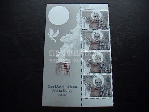 2021 San Marino 80° Kolbe 4 francobolli + Bandella