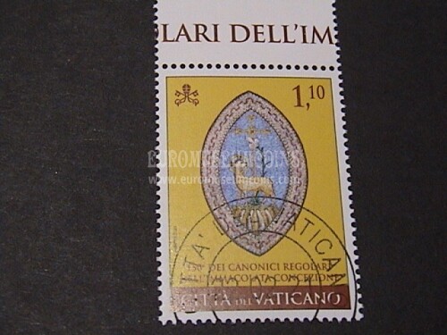 2021 Vaticano francobollo canonici regolari immacolata timbrato 1° giorno