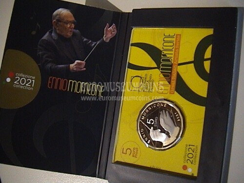 2021 Italia 5 Euro bimetallico Proof Ennio Morricone in coincard