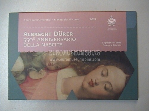 San Marino 2021 Albrecht Durer 2 euro commemorativo in folder ufficiale