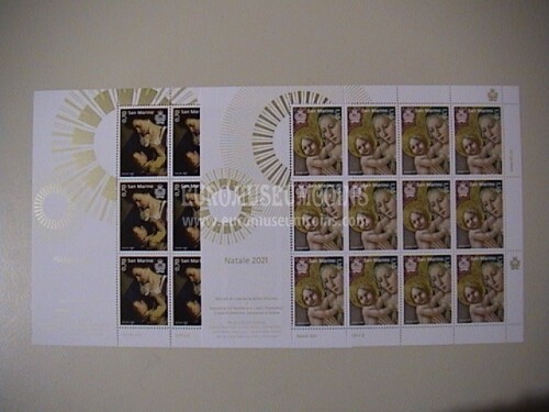 2021 San Marino Natale 12 serie da 2 francobolli in minifoglio 