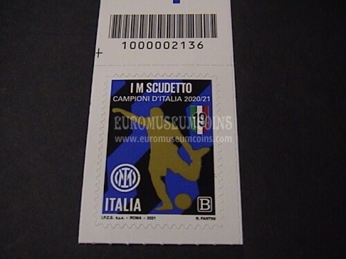 2021 Italia francobollo Inter campione d'Italia 2020 - 2021 con codice a barre