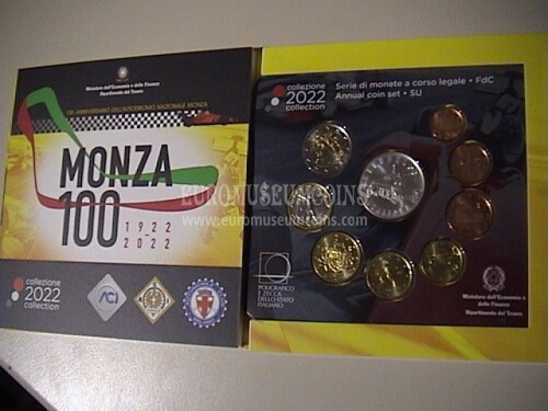 2022 Italia Autodromo di Monza divisionale con 5 euro in argento FDC in folder ufficiale