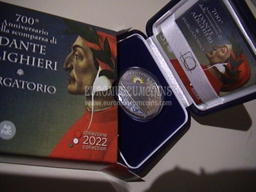 2022 Italia 5 Euro FDC 700° Anniversario della scomparsa di Dante Alighieri Purgatorio