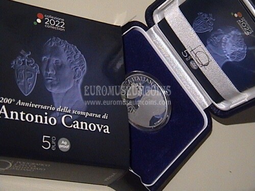 2022 Italia 5 Euro in argento Proof Antonio Canova