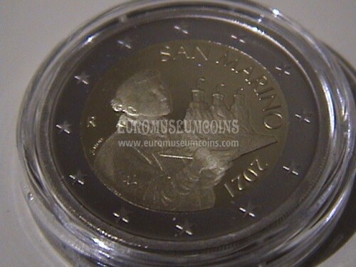 San Marino 2021 moneta da 2 euro Santo proof 