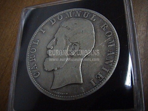 1880 Romania 5 Lei in argento  
