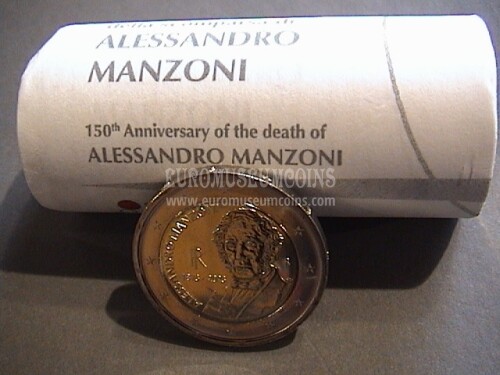 Italia 2023 Alessandro Manzoni rotolino 2 euro commemorativo FDC