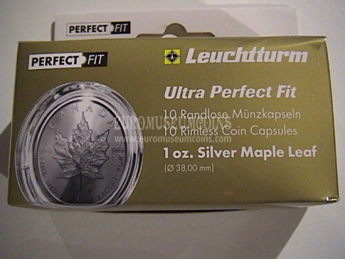 38 mm Capsule Tonde Ultra Perfect Fit senza bordo per monete Silver Maple Leaf 10 pezzi