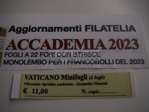 Vaticano Accademia 2023 minifogli Ecosistema e Manzoni