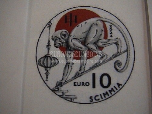 2024 San Marino 10 Euro anno della Scimmia FDC Calendario Lunare Cinese