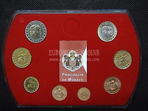 2001 Monaco serie completa 8 monete UNC