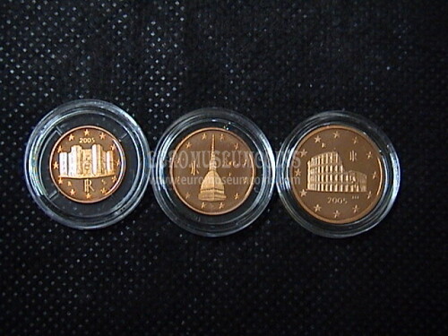 2005 Italia 1 - 2 - 5 centesimi di Euro Proof  