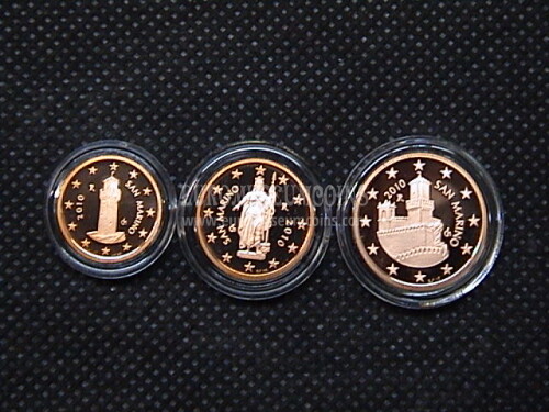 2010 San Marino 1 + 2 + 5 centesimi di Euro FS proof