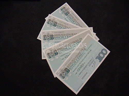 1977 Lotto di 25 Miniassegni Istituto Centrale Banche e Banchieri da Lire 100
