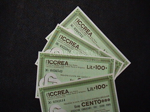 1977 Lotto di 11 Miniassegni I.C.C.R.E.A. 10 Gennaio