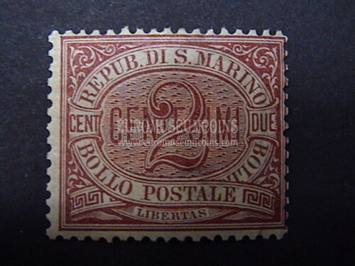 1894 francobollo 2 cent Cifra SAN MARINO