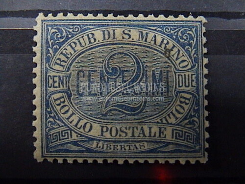1892 francobollo 2 cent Cifra SAN MARINO