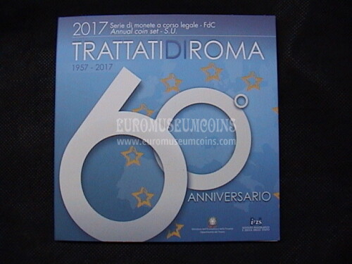 2017 Italia 60° Trattati di Roma divisionale con 5 euro in argento FDC in folder ufficiale