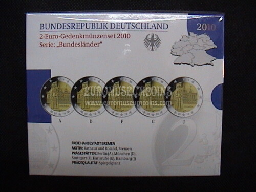 Germania 2010  Bremen 5 zecche 2 Euro commemorativi Proof