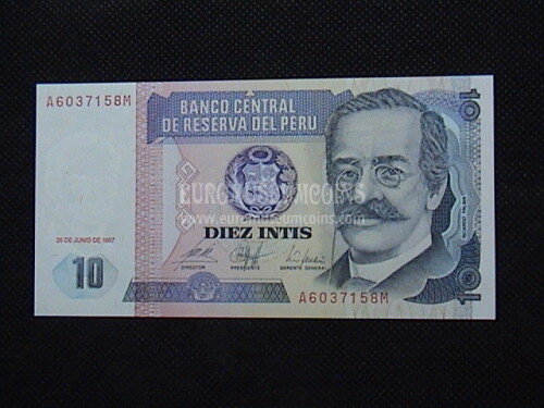 10 Intis Banconota emessa dal Perù 1987