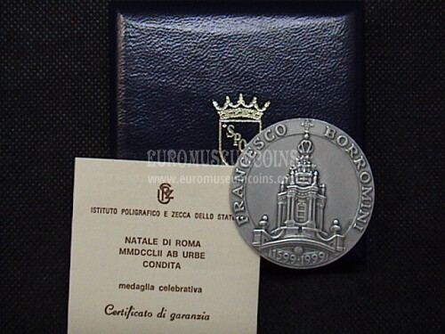 1999 Chiesa di S.Ivo alla Sapienza del Borromini medaglia in argento serie Natale di Roma