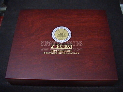 Cofanetto Volterra Trio De Luxe in legno per 80 monete da 2 euro commemorativo Germania Bundeslander
