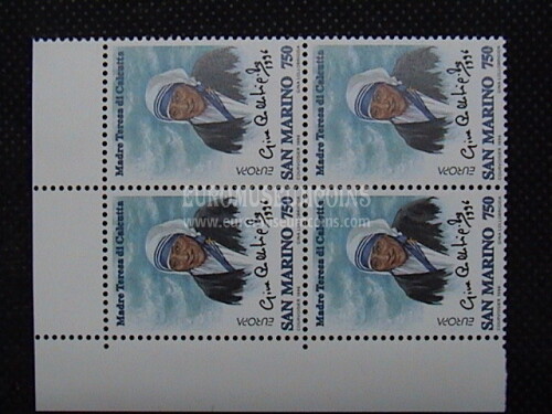 1996 serie completa in quartina Europa SAN MARINO Madre Teresa di Calcutta